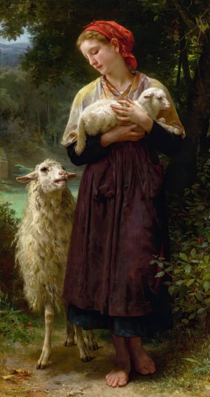L'agneau Nouveau-Ne by William Bouguereau Oil Painting
