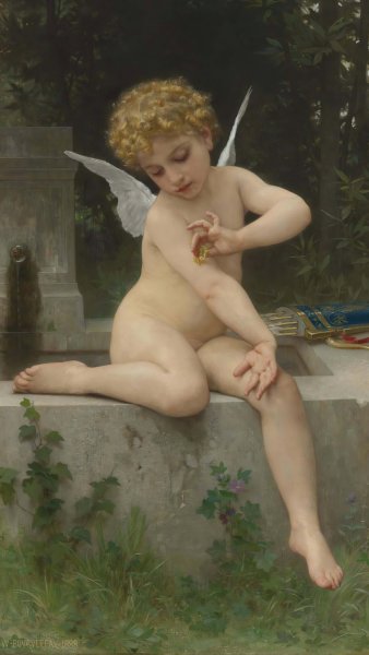 Main Product Photo of L'amour Au Papillon  Painting by William Bouguereau