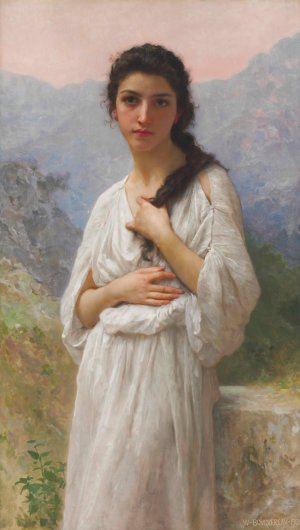 L'Attente by William Bouguereau Oil Painting