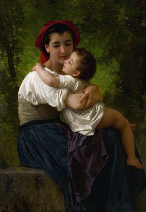 Le Petit Calin by William Bouguereau Oil Painting