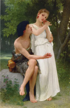 Le Premiers Bijoux also known as Her First Jewels by William-Adolphe Bouguereau Oil Painting