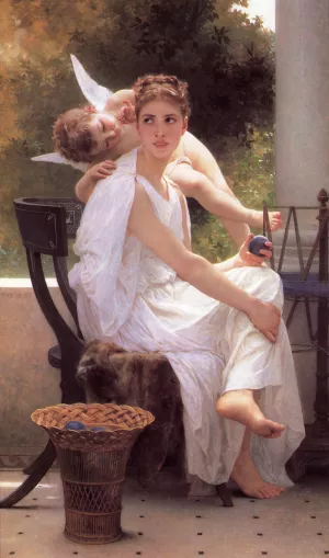 Le Travail Interrompu also known as Work Interrupted by William-Adolphe Bouguereau - Oil Painting Reproduction