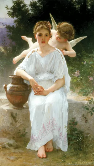 Les Murmures de l'Amour (also known as Whisperings of Love) by William-Adolphe Bouguereau - Oil Painting Reproduction