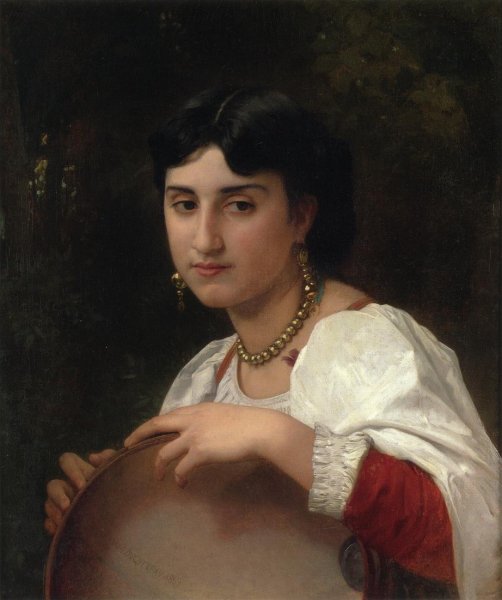 Main Product Photo of L'Italienne au tambourin (also known as Italian Woman with Tambourine) Painting by William-Adolphe Bouguereau