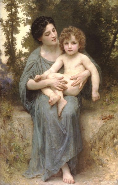 Little Brother  by William-Adolphe Bouguereau - Hand-Painted Oil Painting Reproduction