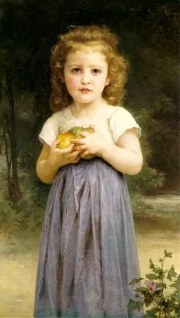 Little Girl Holding Apples painting by William-Adolphe Bouguereau