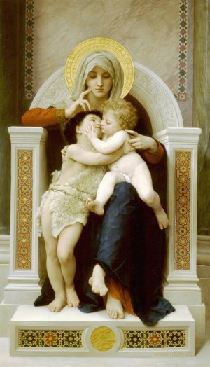 Madonna with child and John the Baptist Oil painting by William Bouguereau