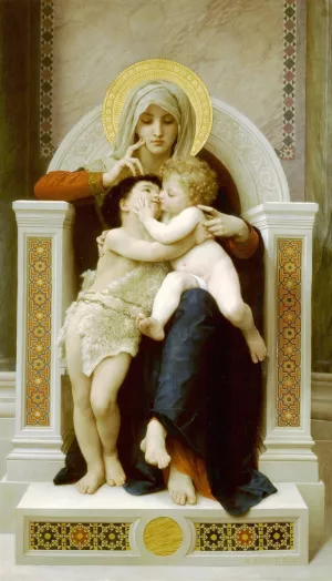 Madonna with child and John the Baptist by William Bouguereau Oil Painting