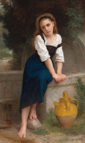 Orpheline a La Fontaine by William Bouguereau Oil Painting