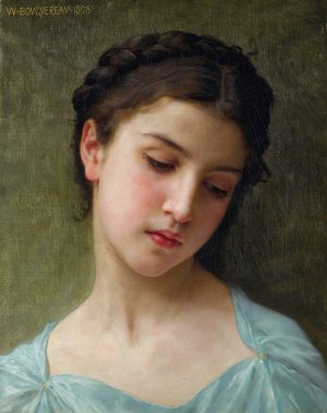 Portrait De Jeune Fille by William Bouguereau Oil Painting