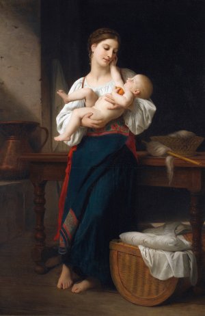 Premieres caresse by William Bouguereau Oil Painting