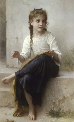 Sewing by William-Adolphe Bouguereau - Oil Painting Reproduction