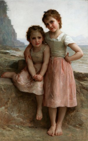 Sisters on the Shore by William Bouguereau Oil Painting