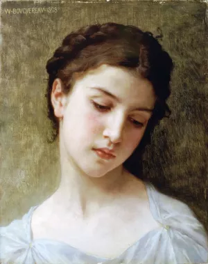 Study of a Woman's Head by William-Adolphe Bouguereau Oil Painting