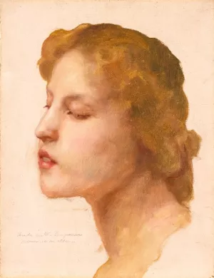 Study of a woman's head by William-Adolphe Bouguereau Oil Painting