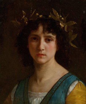Tete d'Italienne avec une couronne de laurier by William Bouguereau Oil Painting