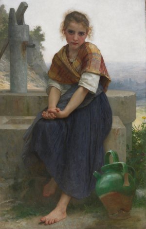 The Broken Pitcher by William Bouguereau Oil Painting