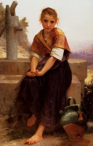 The Broken Pitcher by William-Adolphe Bouguereau Oil Painting