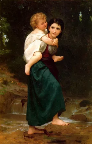 The Crossing of the Ford by William-Adolphe Bouguereau - Oil Painting Reproduction