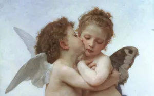 The First Kiss Detail painting by William-Adolphe Bouguereau