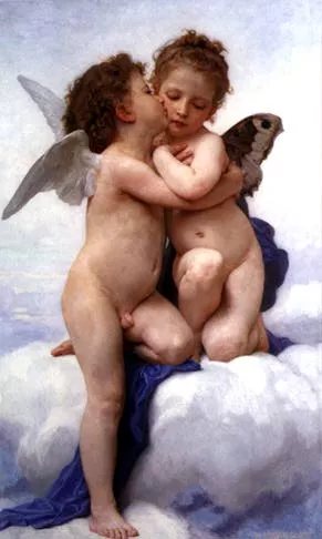 The First Kiss Oil painting by William-Adolphe Bouguereau