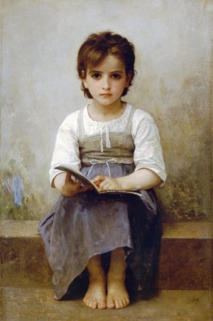 The hard lesson by William Bouguereau Oil Painting