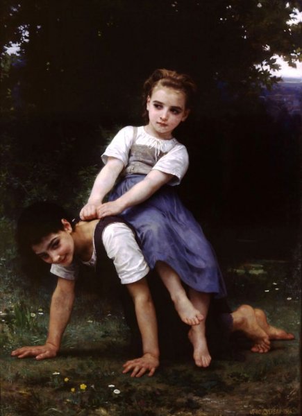 The Horseback Ride by William-Adolphe Bouguereau - Hand-Painted Oil Painting Reproduction
