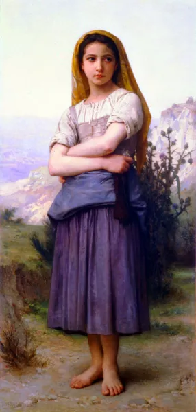 The Knitter by William-Adolphe Bouguereau - Oil Painting Reproduction