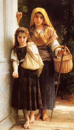The Little Beggar Girls by William-Adolphe Bouguereau Oil Painting