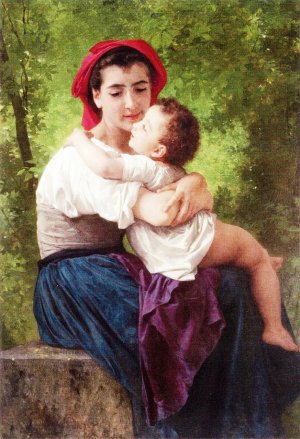 The Little Hug by William-Adolphe Bouguereau Oil Painting