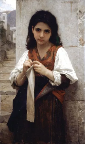 The Little Knitter 4 by William-Adolphe Bouguereau Oil Painting
