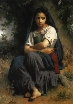 The Little Knitter by William-Adolphe Bouguereau Oil Painting