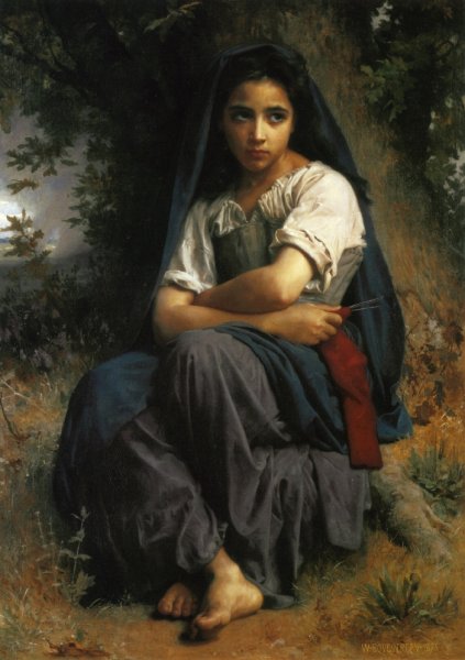 Main Product Photo of The Little Knitter Painting by William-Adolphe Bouguereau
