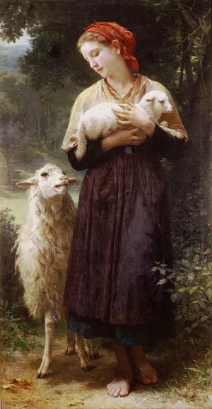 The Newborn Lamb by William-Adolphe Bouguereau Oil Painting