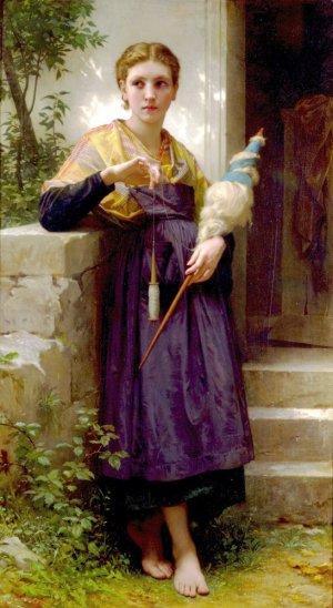The Spinner by William-Adolphe Bouguereau Oil Painting
