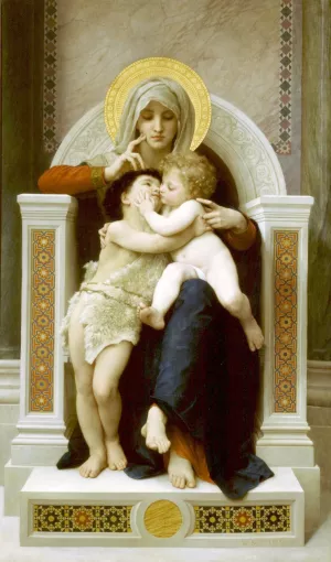 The Virgin, Jesus & Saint John Baptist by William-Adolphe Bouguereau Oil Painting