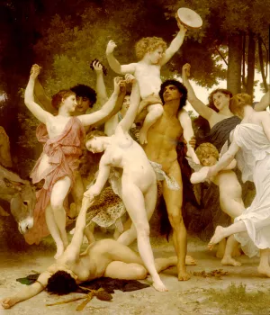 The Youth of Bacchus Center Detail by William-Adolphe Bouguereau - Oil Painting Reproduction