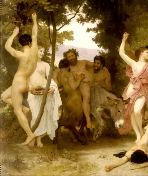 The Youth of Bacchus Left Detail by William-Adolphe Bouguereau - Oil Painting Reproduction