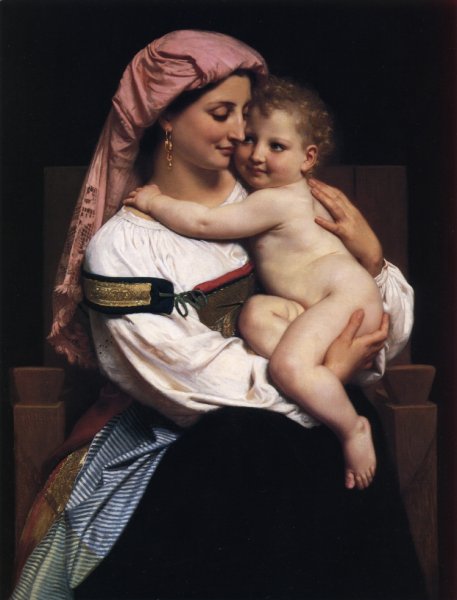 Woman of Cervara and Her Child by William-Adolphe Bouguereau - Hand-Painted Oil Painting Reproduction
