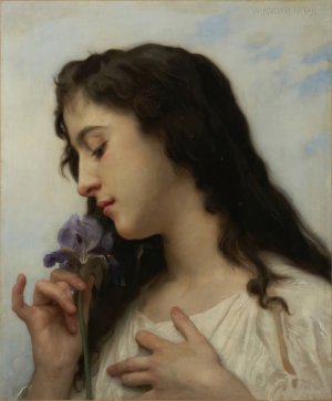Woman with Iris by William Bouguereau Oil Painting