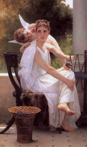Work Interrupted by William-Adolphe Bouguereau - Oil Painting Reproduction