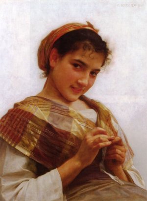 Young Girl Crocheting by William-Adolphe Bouguereau Oil Painting