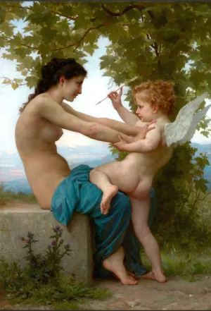 Young Girl Defending Herself Against Eros by William-Adolphe Bouguereau Oil Painting