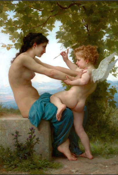 Main Product Photo of Young Girl Defending Herself Against Eros Painting by William-Adolphe Bouguereau