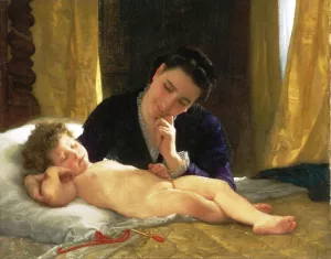 Young Mother Contemplating Her Child by William-Adolphe Bouguereau - Oil Painting Reproduction