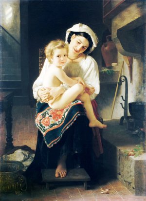Young Mother Gazing at Her Child by William-Adolphe Bouguereau Oil Painting