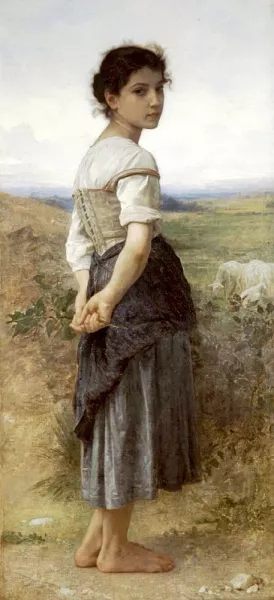 Young Shepherdess 2 by William-Adolphe Bouguereau Oil Painting