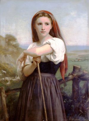 Young Shepherdess by William-Adolphe Bouguereau Oil Painting