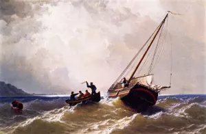 A Tow Boat and Sloop by William Bradford Oil Painting