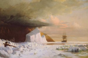 An Arctic Summer- Boring Through the Pack in Melville Bay by William Bradford Oil Painting